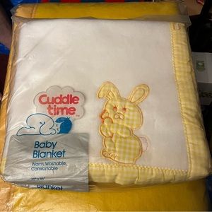 NWT Vintage Cuddle Time Baby Blanket 36 X 45 Acrylic Poly Bunny washable New